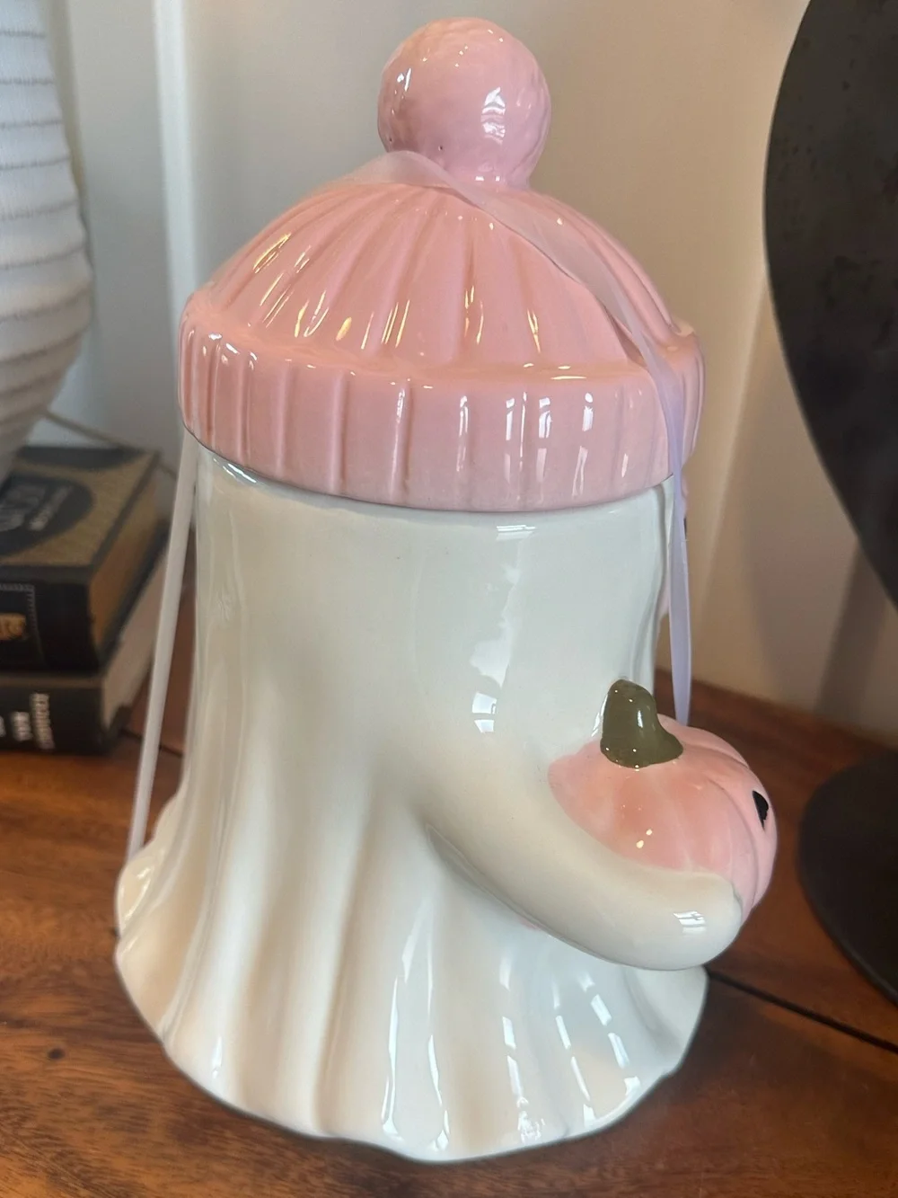 Pink Ghost Coffee Cup Ceramic Cookie Jar Pink Pumpkin Halloween Pinkoween Decor